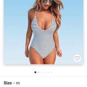 Black and white striped Cupshe swimsuit, size Medium